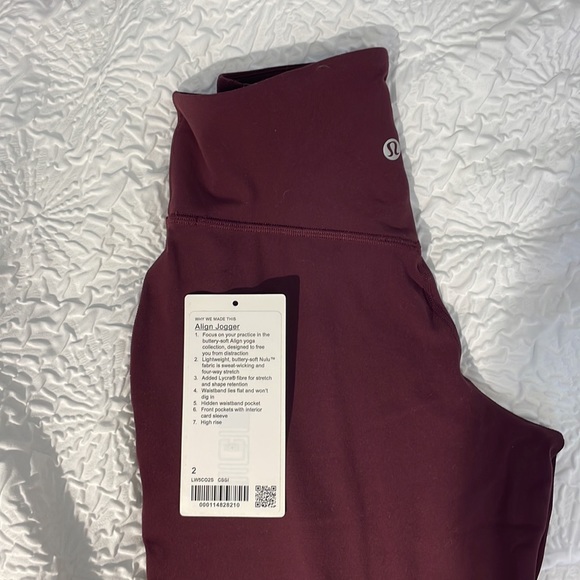 LULULEMON ALIGN JOGGER Size US 2 (Cassis) perfect condition - Picture 4 of 9